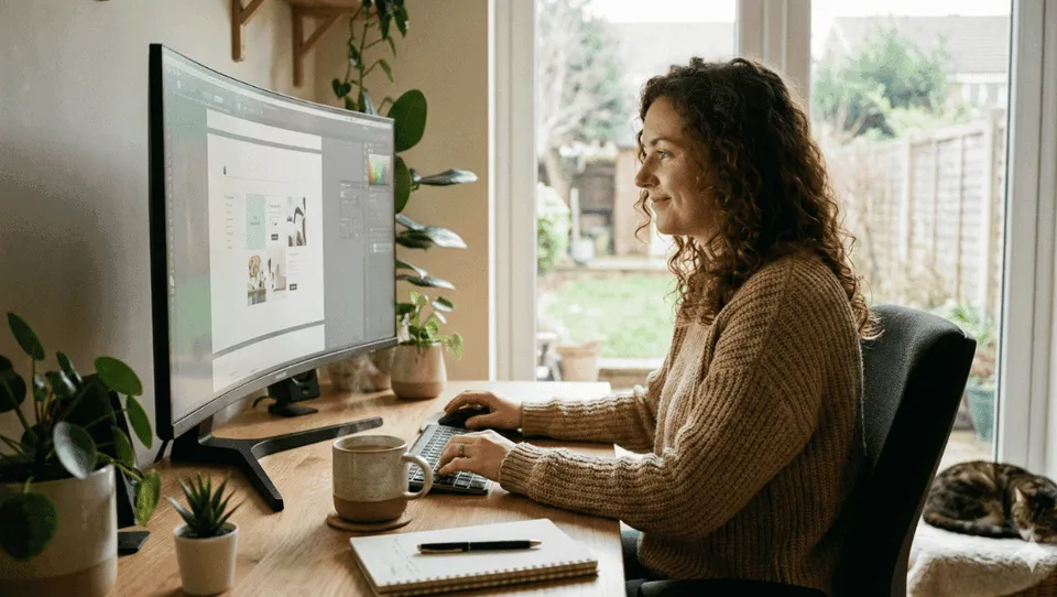 Maman entrepreneure qui travaille de chez elle devant son écran