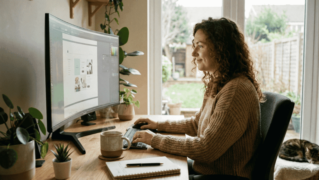 femme travaillant de chez elle