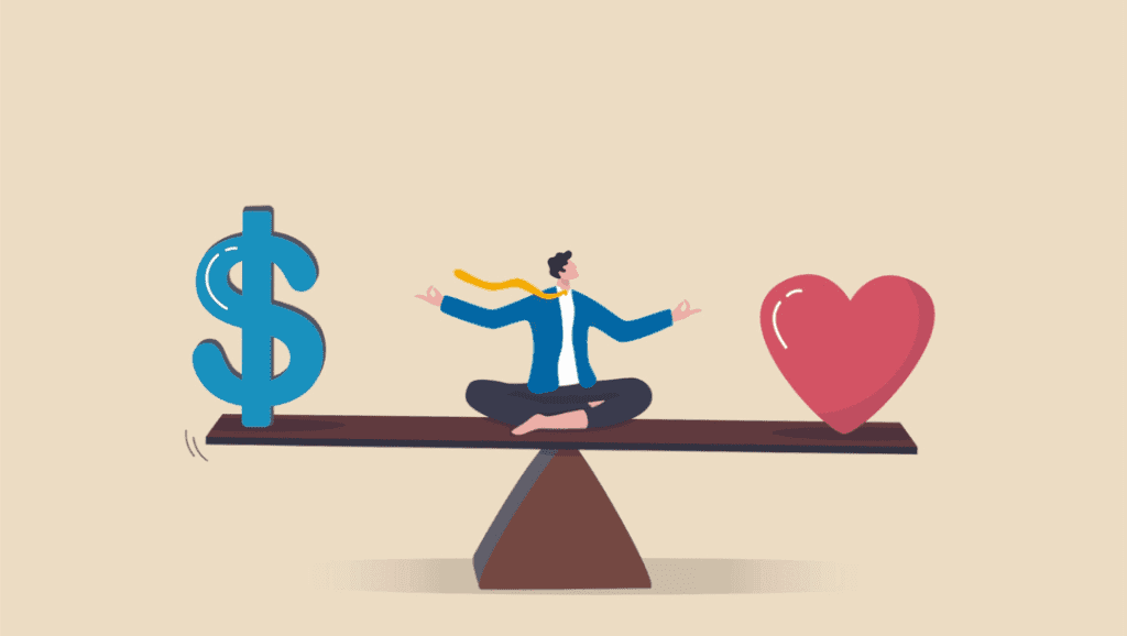 Illustration équilibre vie pro vie perso maman entrepreneure argent et passion